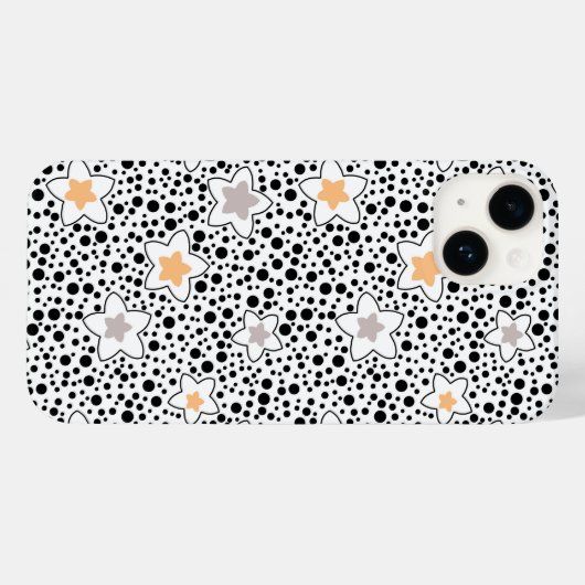 Retro schwarz-weiße Polka Punkte mit Sternen Case-Mate iPhone Hülle (Rückseite (Horizontal))