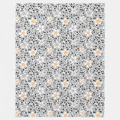 Retro schwarz-weiße Polka Punkte mit Sternen Fleecedecke (Vorderseite)