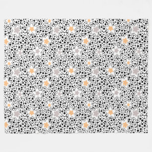 Retro schwarz-weiße Polka Punkte mit Sternen Fleecedecke