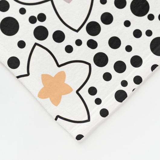 Retro schwarz-weiße Polka Punkte mit Sternen Fleecedecke (Ecke)
