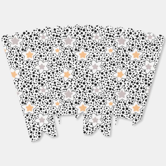 Retro schwarz-weiße Polka Punkte mit Sternen Geschenkschachtel (Ungeklappt)