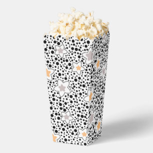 Retro schwarz-weiße Polka Punkte mit Sternen Geschenkschachtel