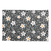 Retro schwarz-weiße Polka Punkte mit Sternen Kissenbezug (Rückseite)