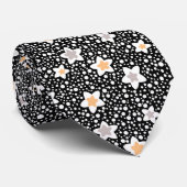 Retro schwarz-weiße Polka Punkte mit Sternen Krawatte (Gerollt)