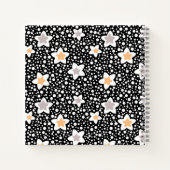 Retro schwarz-weiße Polka Punkte mit Sternen Notizblock (Rückseite)