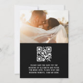 Retro Schwarz-weiße QR Code Wedding Website Save The Date (Vorderseite)
