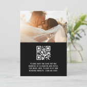 Retro Schwarz-weiße QR Code Wedding Website Save The Date (Stehend Vorderseite)