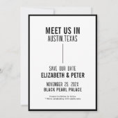 Retro Schwarz-weiße QR Code Wedding Website Save The Date (Rückseite)