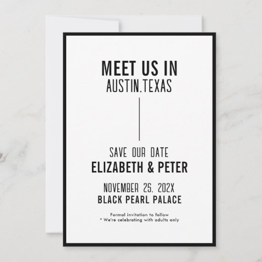 Retro Schwarz-weiße QR Code Wedding Website Save The Date (Rückseite)