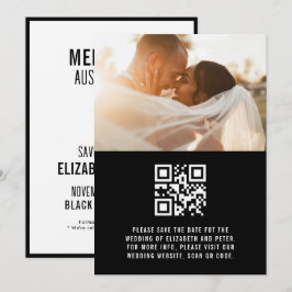 Retro Schwarz-weiße QR Code Wedding Website Save The Date