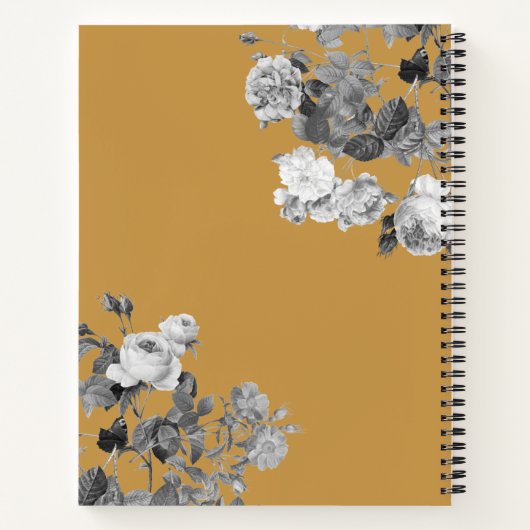 Retro Schwarz-weiße Rose Senf Gelbes Rezept Notizblock (Rückseite)