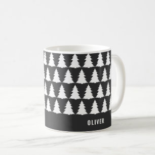 Retro Schwarz-weiße Weihnachten Moderne Minimal ei Kaffeetasse