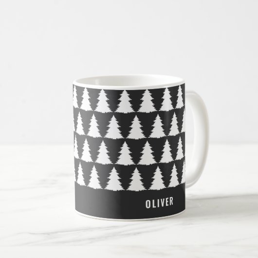 Retro Schwarz-weiße Weihnachten Moderne Minimal ei Kaffeetasse (VorderseiteRechts)