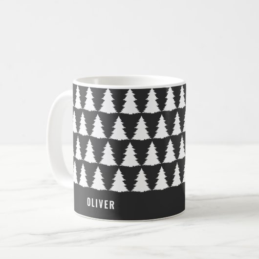 Retro Schwarz-weiße Weihnachten Moderne Minimal ei Kaffeetasse (Vorderseite Links)