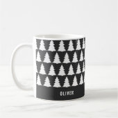 Retro Schwarz-weiße Weihnachten Moderne Minimal ei Kaffeetasse (Links)