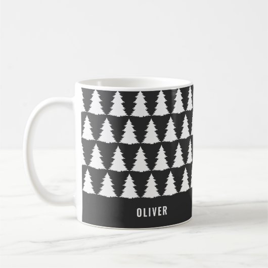 Retro Schwarz-weiße Weihnachten Moderne Minimal ei Kaffeetasse (Links)