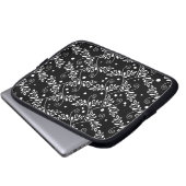 Retro-Schwarz-weißer Blumenschlauch Laptopschutzhülle (Vorne Knopf)