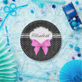 Retro Schwarz-weißer Pappteller (Party)