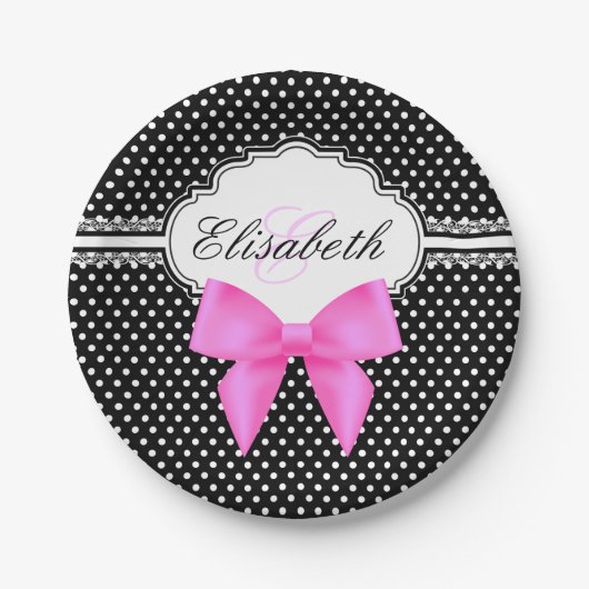 Retro Schwarz-weißer Pappteller (Vorderseite)