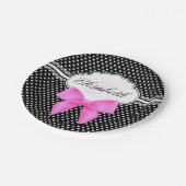 Retro Schwarz-weißer Pappteller (Schrägansicht)