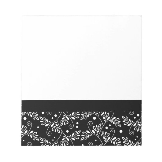 Retro-schwarz-weißes Blumen Notizbuch Notizblock (Vorderseite)