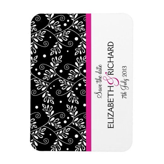Retro-Schwarz-weißes Blumenmagazin "Save the Date" Magnet (Vertikal)