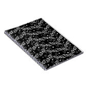 Retro-Schwarz-weißes BlumenNotebook Notizblock (Rechte Seite)