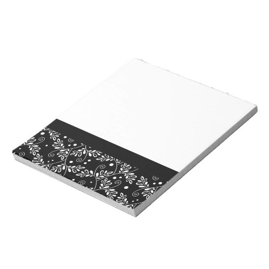 Retro-Schwarz-weißes BlumenNotebook Notizblock (Rotiert)