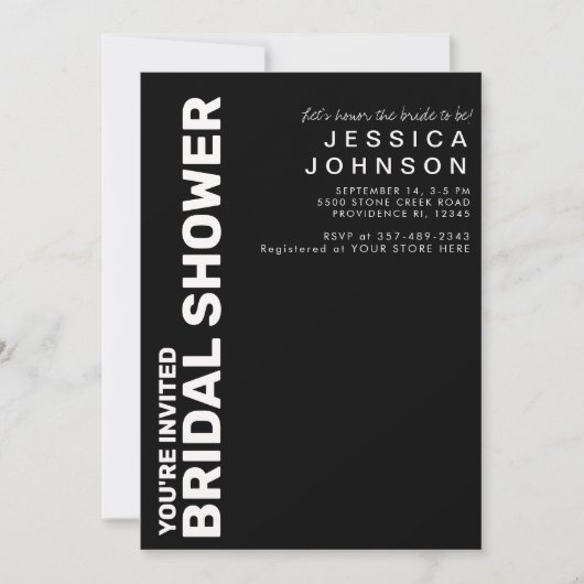 Retro-Schwarz-weißes Brautparty Einladung (Vorderseite)