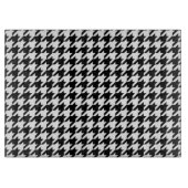 Retro-Schwarz-weißes Hahnentrittmuster-Webermuster Schneidebrett (Vorderseite)