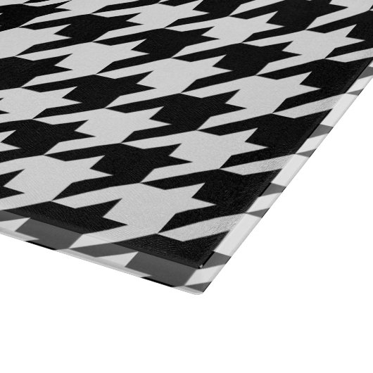 Retro-Schwarz-weißes Hahnentrittmuster-Webermuster Schneidebrett (Ecke)