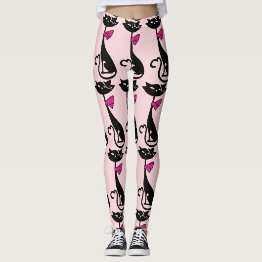 RETRO SCHWARZE CAT-LEGGINGS LEGGINGS (Vorderseite)