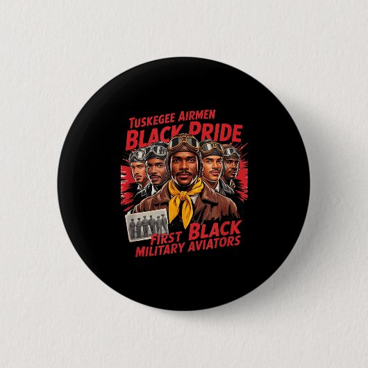 Retro Schwarze Flieger Schwarze Geschichte Zweiter Button (Vorderseite)