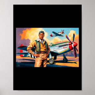 Retro Schwarze Flieger Schwarze Geschichte Zweiter Poster