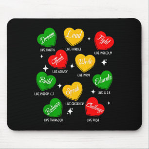 Retro Schwarze Geschichte Herzen Träumen wie Marti Mousepad