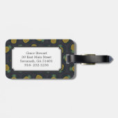 Retro schwarze Goldananas kopiert Monogramm Gepäckanhänger (Rückseite horizontal)