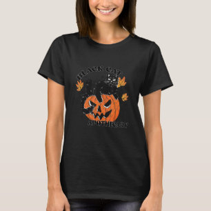 Retro Schwarze Katze Apotheke und Kürbis Halloween T-Shirt