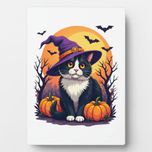 Retro-Schwarze-Katze-Halloween-Kürbis-Kostüm für M Fotoplatte