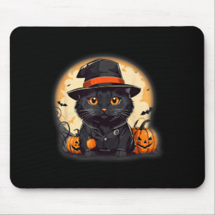 Retro-Schwarze-Katze-Halloween-Kürbis-Kostüm für Mousepad