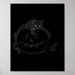 Retro-Schwarze-Katze-Halloween-Kürbis-Kostüm für Poster