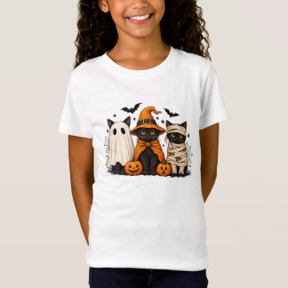 Retro Schwarze Katze Hexe Grusel Halloween Kürbis T-Shirt