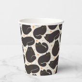 Retro schwarze Katze in hellcreme Pappbecher (Rückseite)
