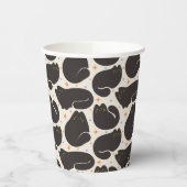 Retro schwarze Katze in hellcreme Pappbecher (Links)