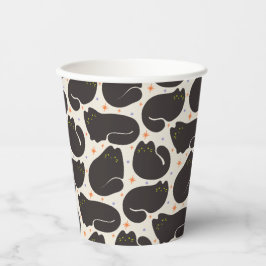 Retro schwarze Katze in hellcreme Pappbecher