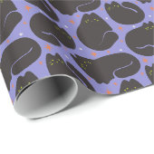 Retro schwarze Katze in Lila Geschenkpapier (Rolleneckpunkt)