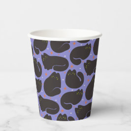 Retro-Schwarze Katze in Lila Pappbecher