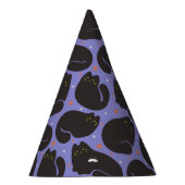 Retro-Schwarze Katze in Lila Partyhütchen (Rechts)