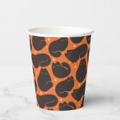 Retro-Schwarze Katze in Orange Pappbecher (Rückseite)