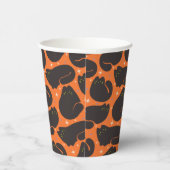 Retro-Schwarze Katze in Orange Pappbecher (Rechts)