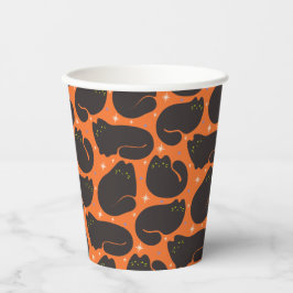 Retro-Schwarze Katze in Orange Pappbecher